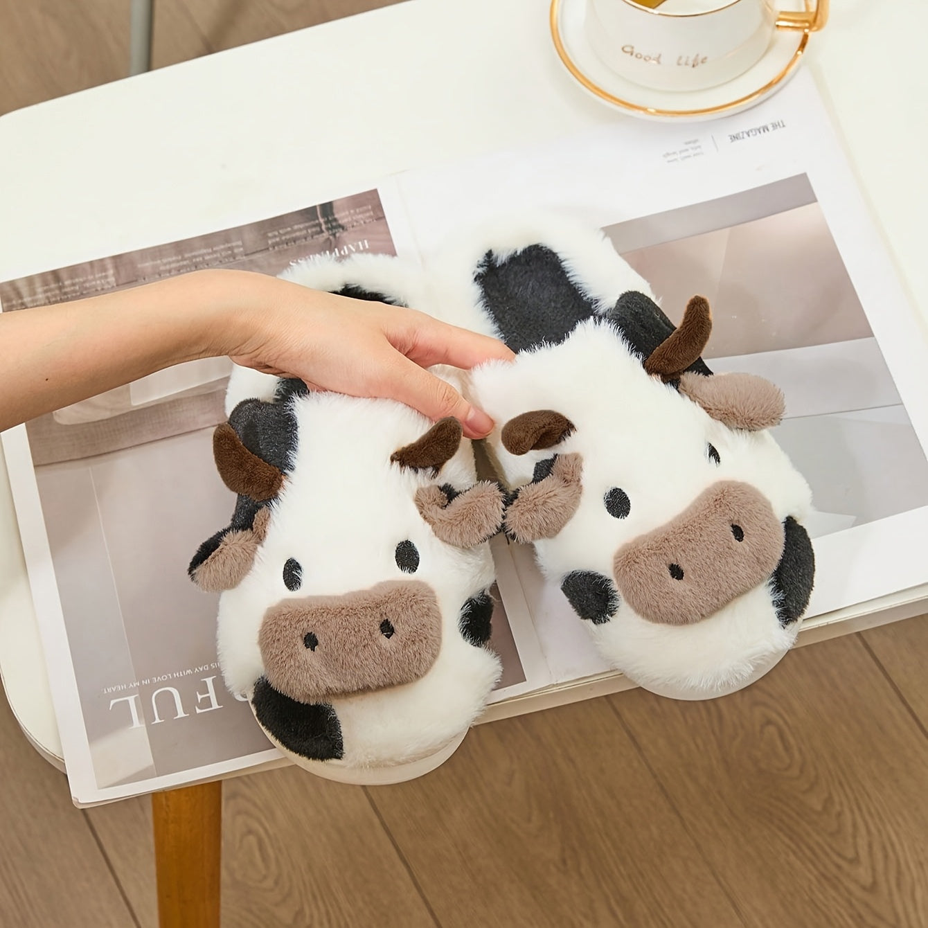 Lovely Warm Cow Cotton Slippers For Couples