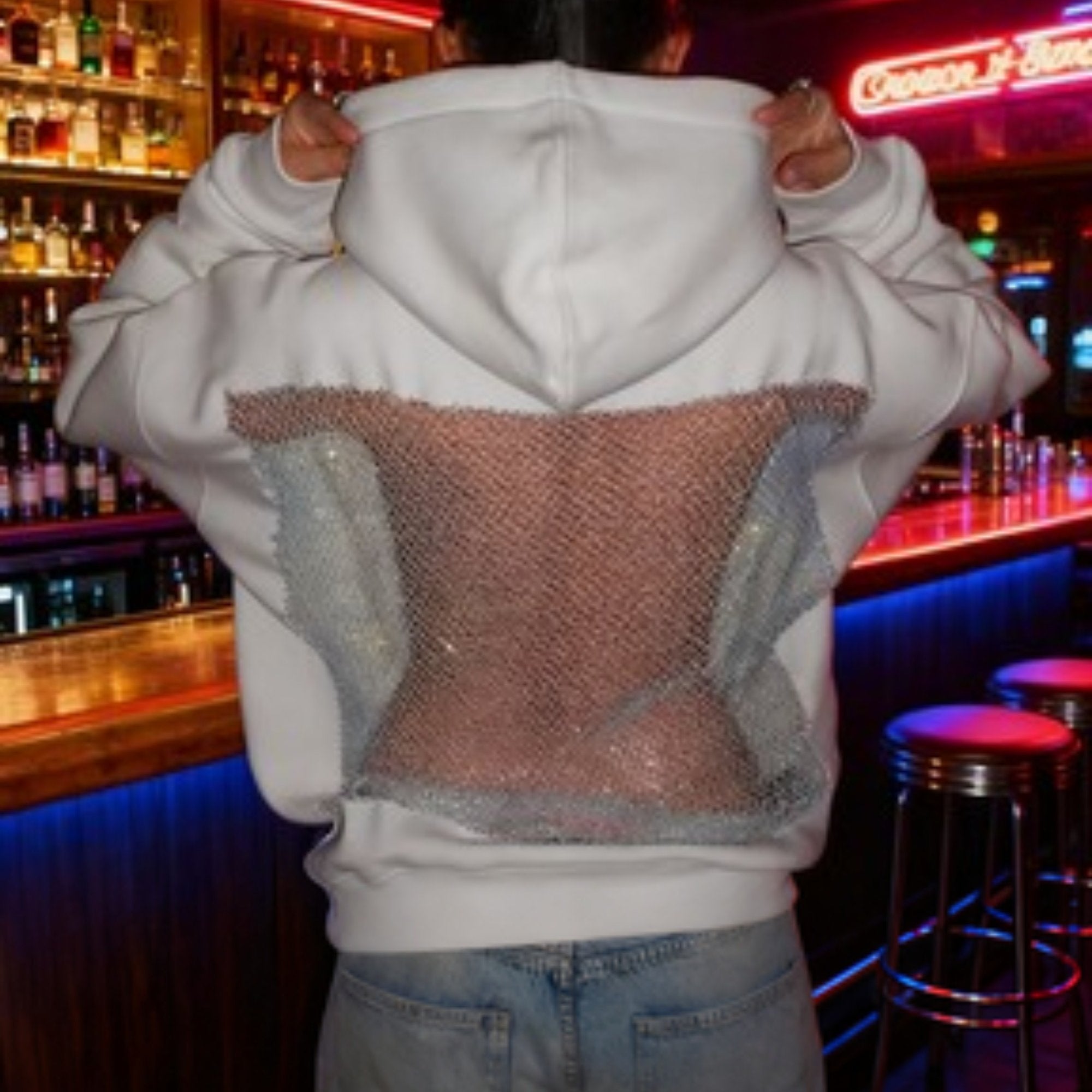 Áo Hoodie Nữ Lưới Hở Lưng Mùa Đông - Đen Thoáng Khí
