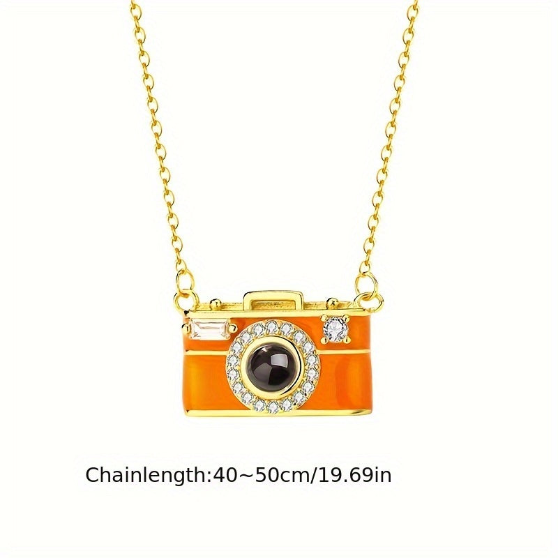 Customized Photo Projection Necklace, Camera Pendant Necklace, Built-In Personalized Image Pendant, Women'S Projection Necklace, Vintage Elegant Fashionable Jewelry, Commemorative Gift for Family And Girlfriend, Personalized