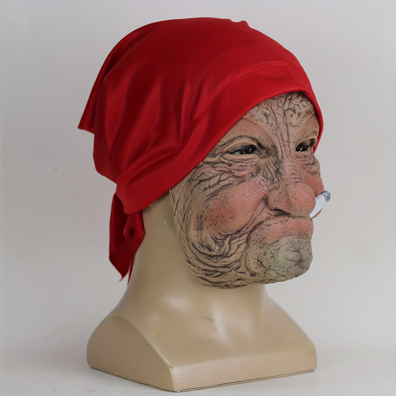 [Red Hood Halloween Mask] Halloween Mask, Little Red Hood Smoking Grandma Old Woman, Party Props, Ideal Gift for Men &amp; Women