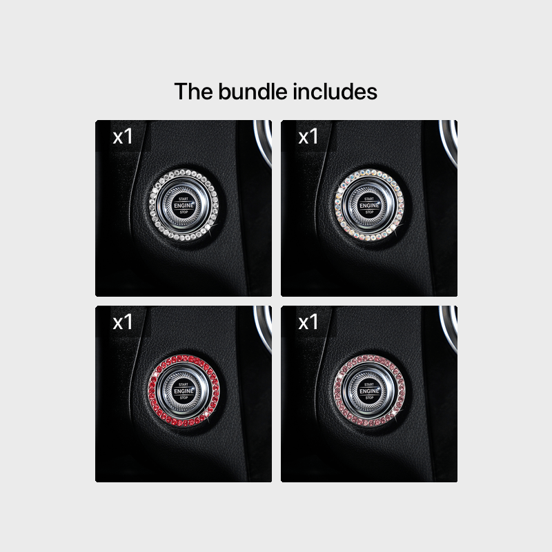 Zinc Alloy Ignition Button Cover with Sparkle Effect - "START STOP" Design, Plated, Easy Installation, Fits Most Vehicles, Ignition System Upgrade | Sparkling Button Cover | Glossy Finis - Daisan Mart