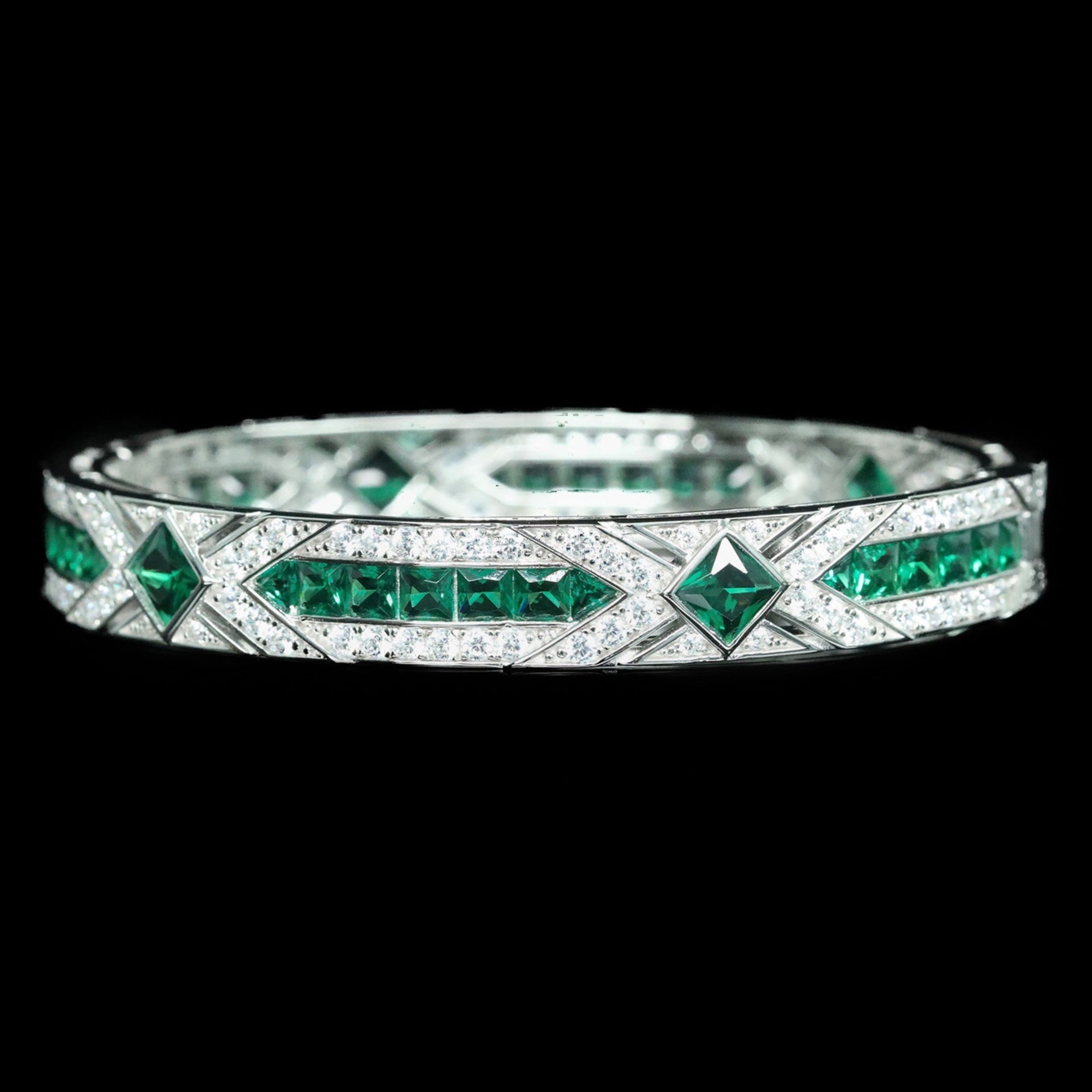 Vòng Tay Moissanite Xanh Sang Trọng Bạc 925 Cho Cặp Đôi