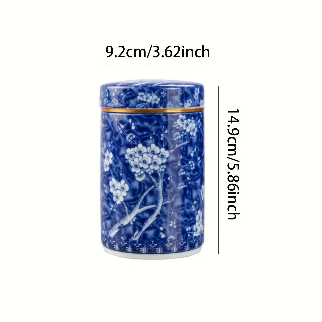 Airtight Ceramic Elegant Tea Canister with Blue and White Porcelain Design - Food-Safe Storage for Kitchen & Dining Decor