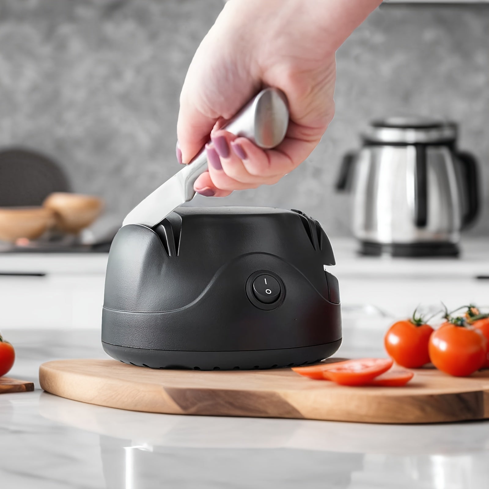 [Professional Knife Sharpener] WANVOAPLS Professional Electric Knife Sharpener 28D-4 Model - 4-Slot Sharpening System, Dual Voltage (36V-100V) with US Plug, ABS Material - Ideal for Kitchen Knives and Utensils | Modern Kitche