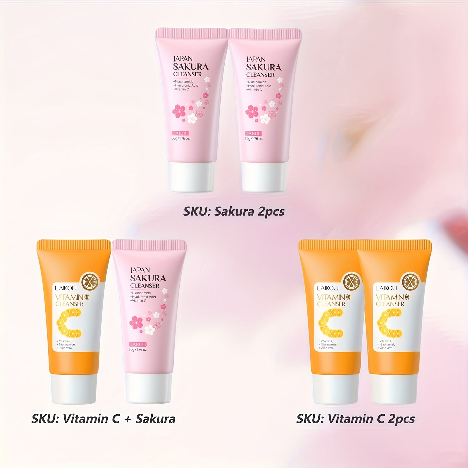 [Oil Control Cleanser] Oil Control Vitamin C Cleanser 50g + Sakura Cleanser | Deep Cleansing Pores Not Tight After Using - Refreshing for All Light Beige Type