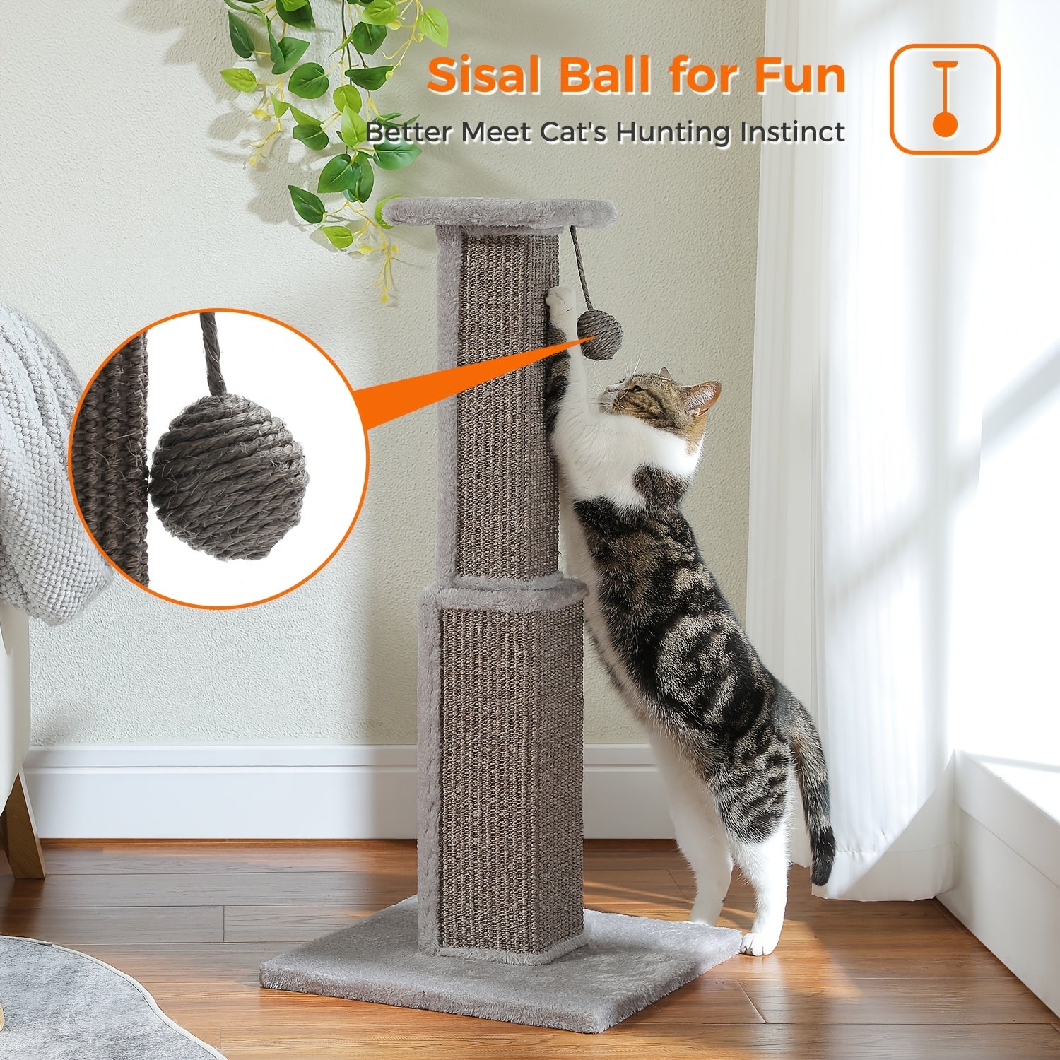 [Durable Cat Tower] Durable And Stable Multi-Level Cat Towers - 18.9"/32'' Cat Scratching Posts, Cat Trees With Hanging Balls For Active Felines, Available In Grey And Black - Daisan Mart