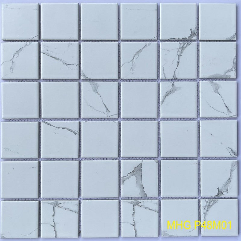 Gạch Gốm Sứ Trơn 306x306 mm Màu Trắng Vân Mây P48M01 - Daisan Mart