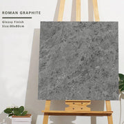 Gạch khổ lớn cao cấp nhập khẩu Ấn Độ men bóng KT 800x800mm Roman Graphite - Daisan Mart