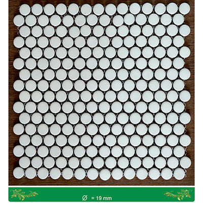 Gạch Mosaic gốm bi tròn trắng mờ NK1915 - Daisan Mart