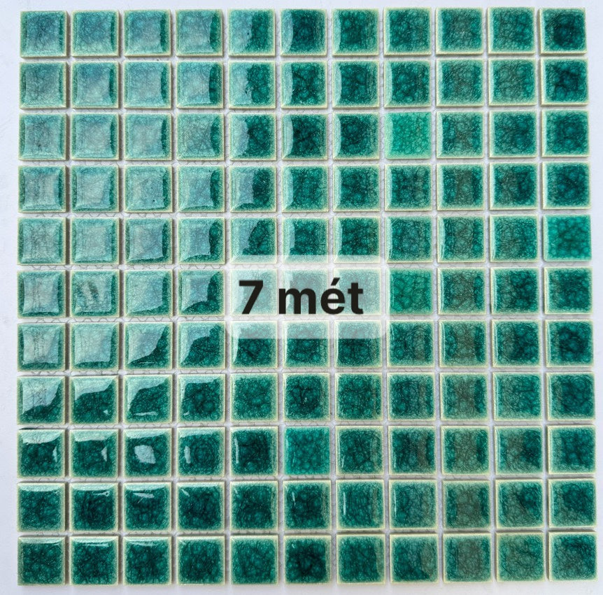Gạch Mosaic Gốm Men Rạn 2 Lớp Xanh Ngọc MHG2546 - Daisan Mart