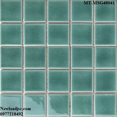 Gạch Mosaic gốm rạn đơn xanh ngọc 48x48mm mã  IID55434 - Daisan Mart