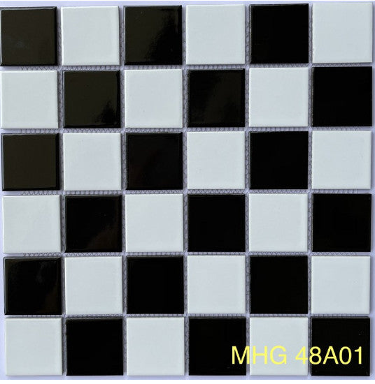 Gạch Mosaic Gốm Sứ Mix Trắng Đen MHG 48A01 - Daisan Mart