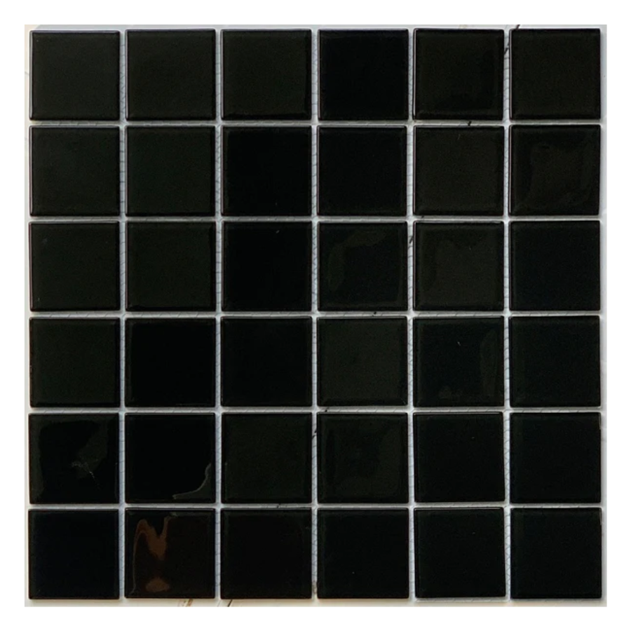 Gạch Mosaic Kính 48x48mm Men Bóng Màu Đen MH4809 - Daisan Mart