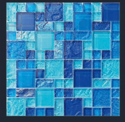 Gạch Mosaic kính xanh mix chip - Daisan Mart