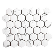 Gạch Mosaic Lục Giác Màu Trắng Vân Mây P56M01 - Daisan Mart