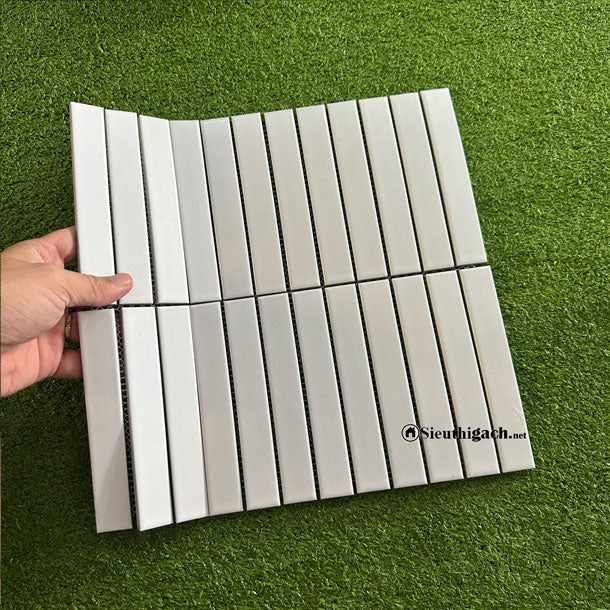 Gạch Mosaic Que Màu Trắng 284x296x6mm - Daisan Mart