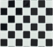 Gạch Mosaic Thủy Tinh Mix Đen Trắng 25004 - Daisan Mart