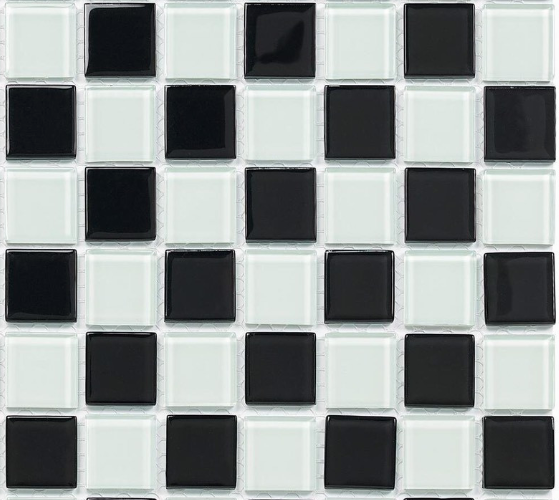 Gạch Mosaic Thủy Tinh Mix Đen Trắng 25004 - Daisan Mart