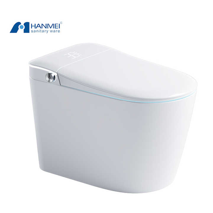 Bồn cầu điện tử tự động bằng sứ hiện đại sang trọng thông minh hình dấu nước phòng tắm WC một mảnh tròn bằng sứ 300 - Daisan Mart