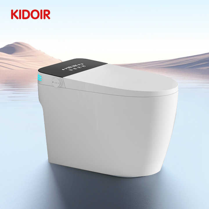 Bồn cầu thông minh lắp sàn bằng sứ điện tử tự xả, bồn cầu thông minh có hệ thống sưởi bệ ngồi - Daisan Mart