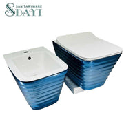 Bồn cầu treo tường hai mảnh bằng gốm sứ SDAYI Ware mạ vàng bạc sang trọng màu vàng và trắng cho phòng tắm hiện đại - Daisan Mart