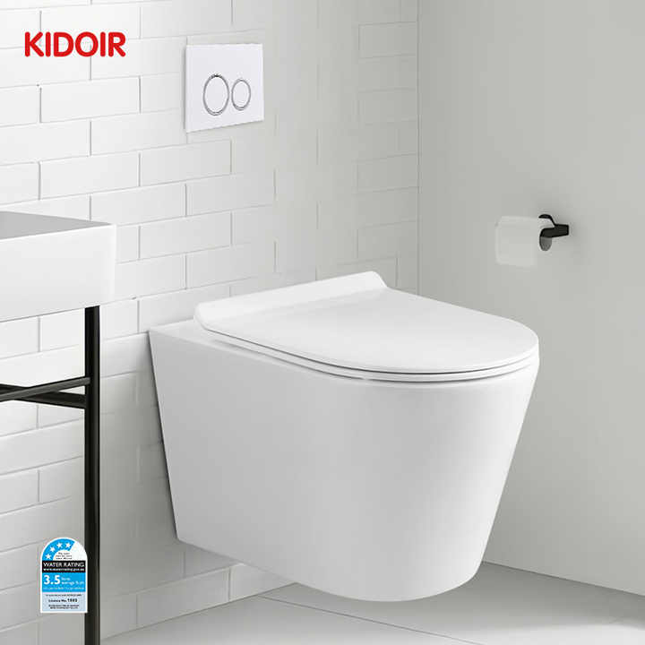Bồn cầu treo tường Kidoir phong cách Châu Âu bằng sứ ốp lưng phòng tắm Closestool P-Trap - Daisan Mart