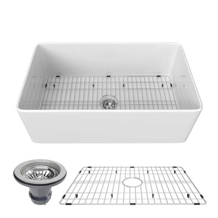 Bồn rửa nhà bếp hình chữ nhật màu trắng 36 inch Farmhouse Bồn rửa nhà bếp kiểu Farmhouse/Aprông Miễn phí vận chuyển đến Hoa Kỳ - Daisan Mart