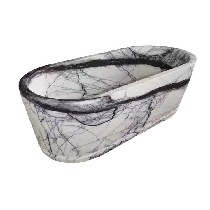 Bồn tắm bằng đá cẩm thạch màu tử đinh hương kỳ lạ Đồ nội thất phòng tắm bằng đá cẩm thạch vân tím độc đáo Bồn tắm đứng bằng đá tự nhiên - Daisan Mart