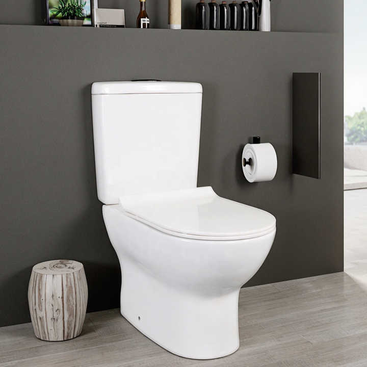 Bán buôn sàn gốm gắn trên bồn cầu hai mảnh bồn cầu nước phòng tắm bằng sứ màu trắng bồn cầu xả nước cho phòng vệ sinh - Daisan Mart