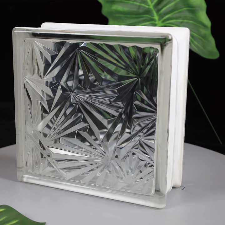 Bán chạy Khối thủy tinh vuông 190*190*80 mm họa tiết hoa băng - Daisan Mart
