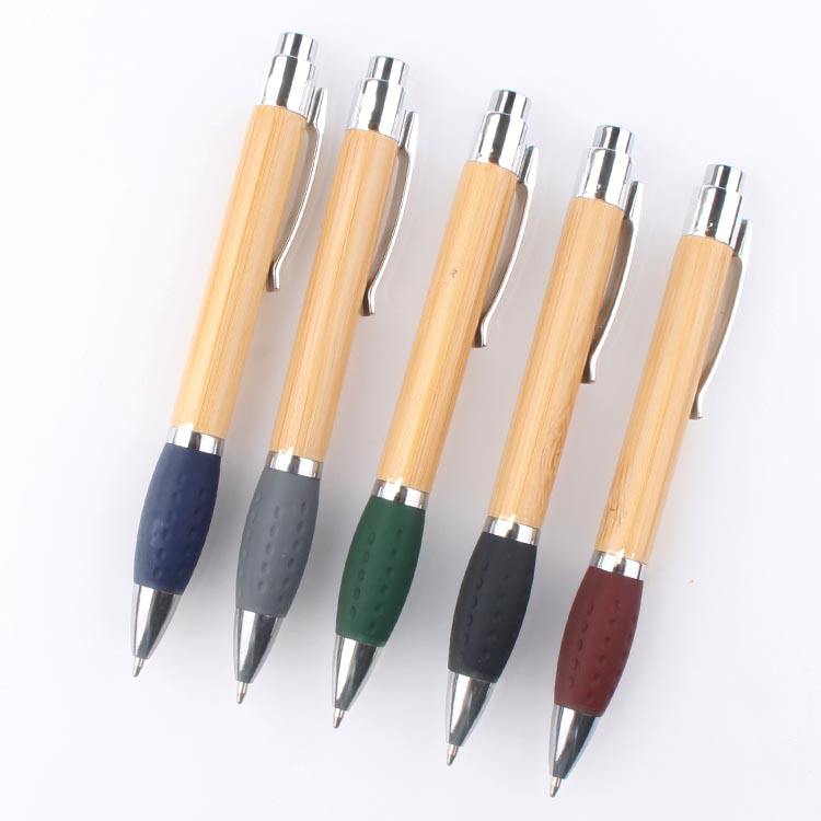 Bút Bi Tre Logo Tùy Chỉnh Quảng Cáo Bán Sỉ Kèm Kẹp Kim Loại Cao Su Màu, In/Khắc Laser Quảng Cáo Cho Văn Phòng Phẩm - Daisan Mart