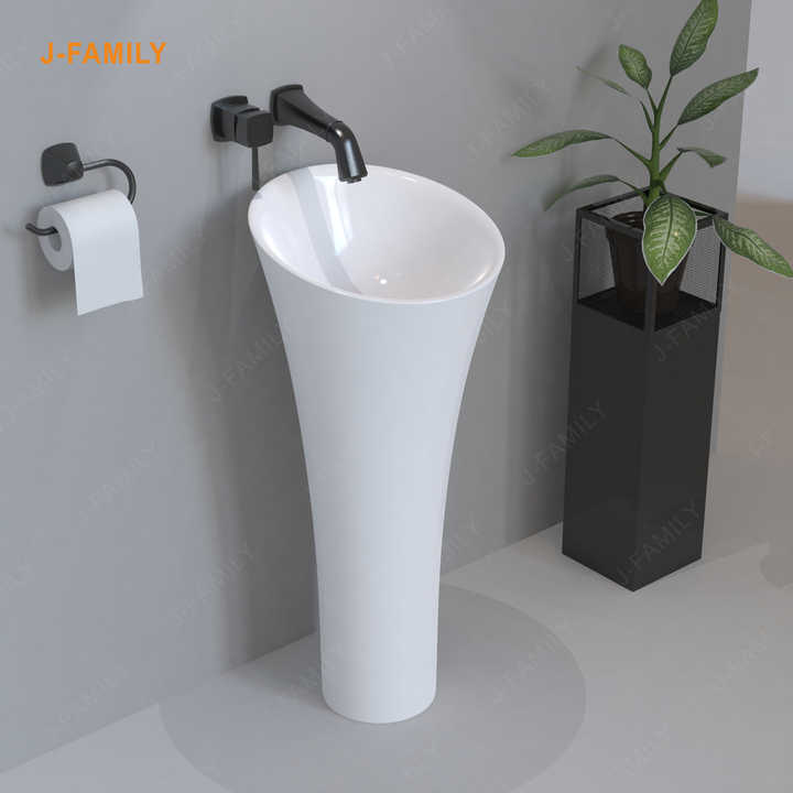 Chậu rửa mặt bằng đá nhân tạo bán chạy có chân đế, giá rẻ, chậu rửa mặt đứng - Daisan Mart