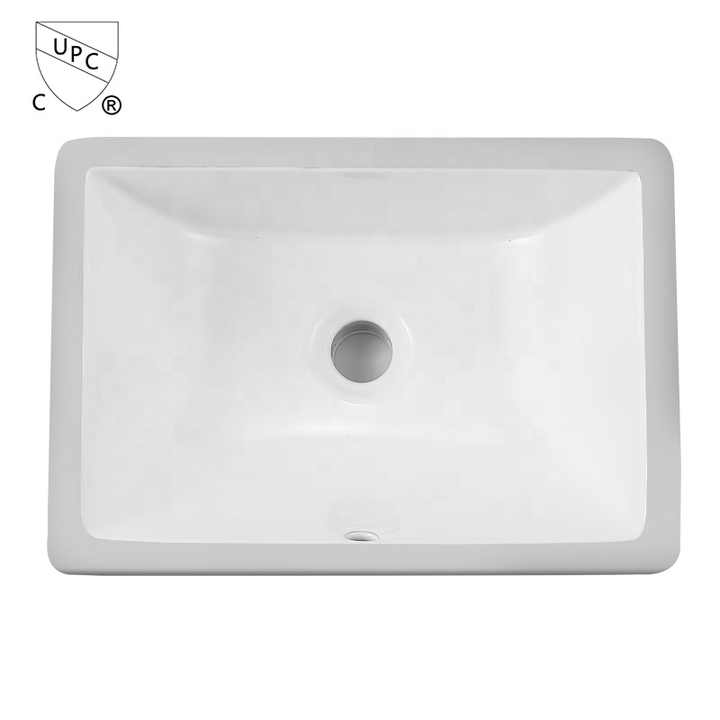 Chậu rửa mặt dưới bồn rửa mặt 1611 hình chữ nhật bằng gốm sứ thiết kế kiểu Mỹ màu trắng OEM hiện đại 3 năm hình chữ nhật mờ 12L - Daisan Mart