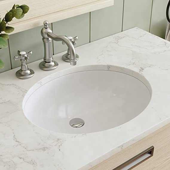 Chậu rửa mặt dưới bồn rửa mặt 1714 gốm sứ hình bầu dục thiết kế Châu Âu Mỹ màu trắng công nghiệp OEM chậu đá hình bầu dục nhỏ 5 năm - Daisan Mart
