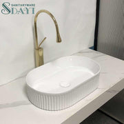 Chậu rửa mặt hiện đại cao cấp SDAYI bằng sứ vân trắng, bàn WC, bồn rửa mặt hình bầu dục bằng gốm, chậu rửa tay - Daisan Mart