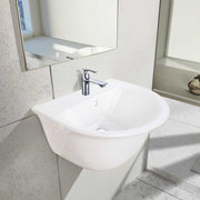 Chậu rửa mặt treo tường bằng sứ trắng hiện đại Lavabo Chậu rửa mặt tròn treo tường - Daisan Mart