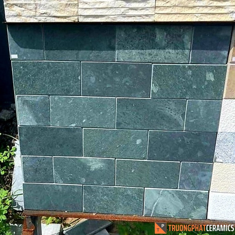 Đá ốp tường xanh rêu mài vát 10×20 - Daisan Mart