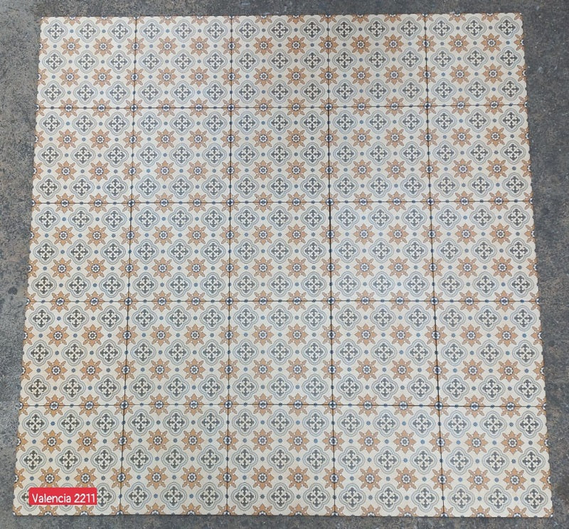 Gạch bông 20×20 cm trang trí hoa văn dị hình vàng Royal 2211 - Daisan Mart