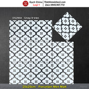 Gạch men trắng đen họa tiết hình học, 9 viên ghép, kích thước 20x20cm.