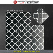 Gạch men sứ đen trắng họa tiết hoa văn, kích thước 20x20cm, sắp xếp 9 viên.