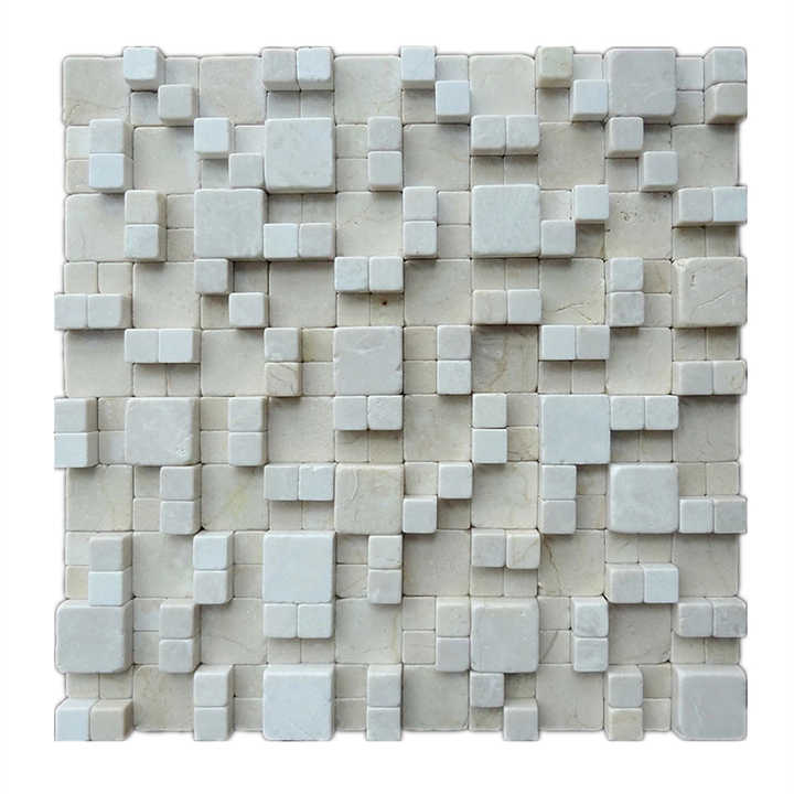 Gạch đá màu be Tây Ban Nha, gạch mosaic vuông trang trí phòng tắm, sàn mosaic đang bán, nền mosaic nội thất - Daisan Mart