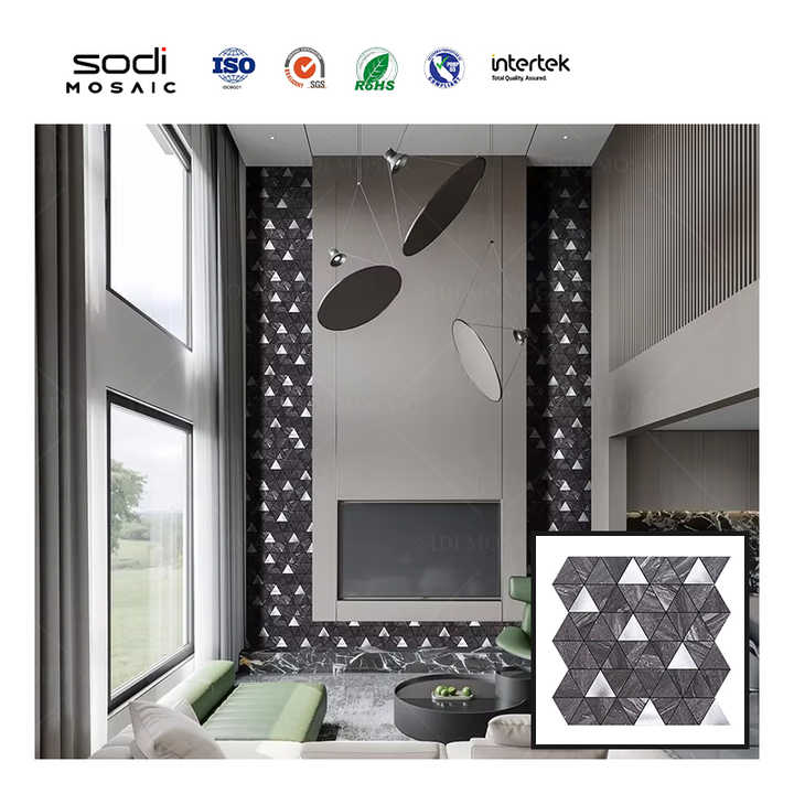 Gạch khảm bóc và dán tường bếp hình tam giác tự dính phòng tắm gạch khảm tường 3D - Daisan Mart