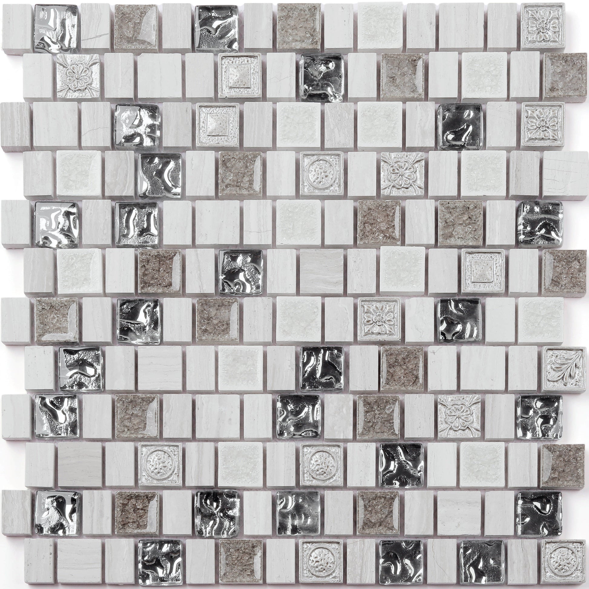 Gạch khảm thủy tinh pha pha lê & nhựa mài bóng 15/23x23x8mm phổ biến - Daisan Mart
