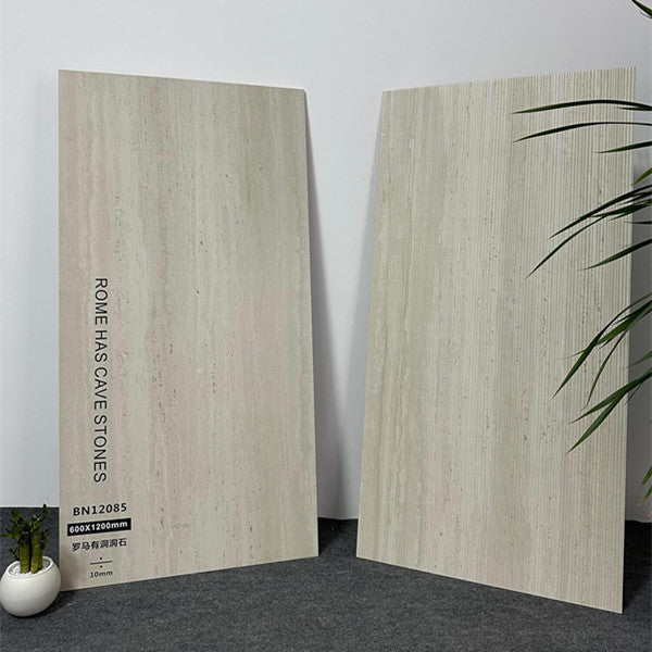 Gạch men sứ giả cổ trang trí đá Travertine La Mã màu vàng 600x1200mm bề mặt mờ - Daisan Mart
