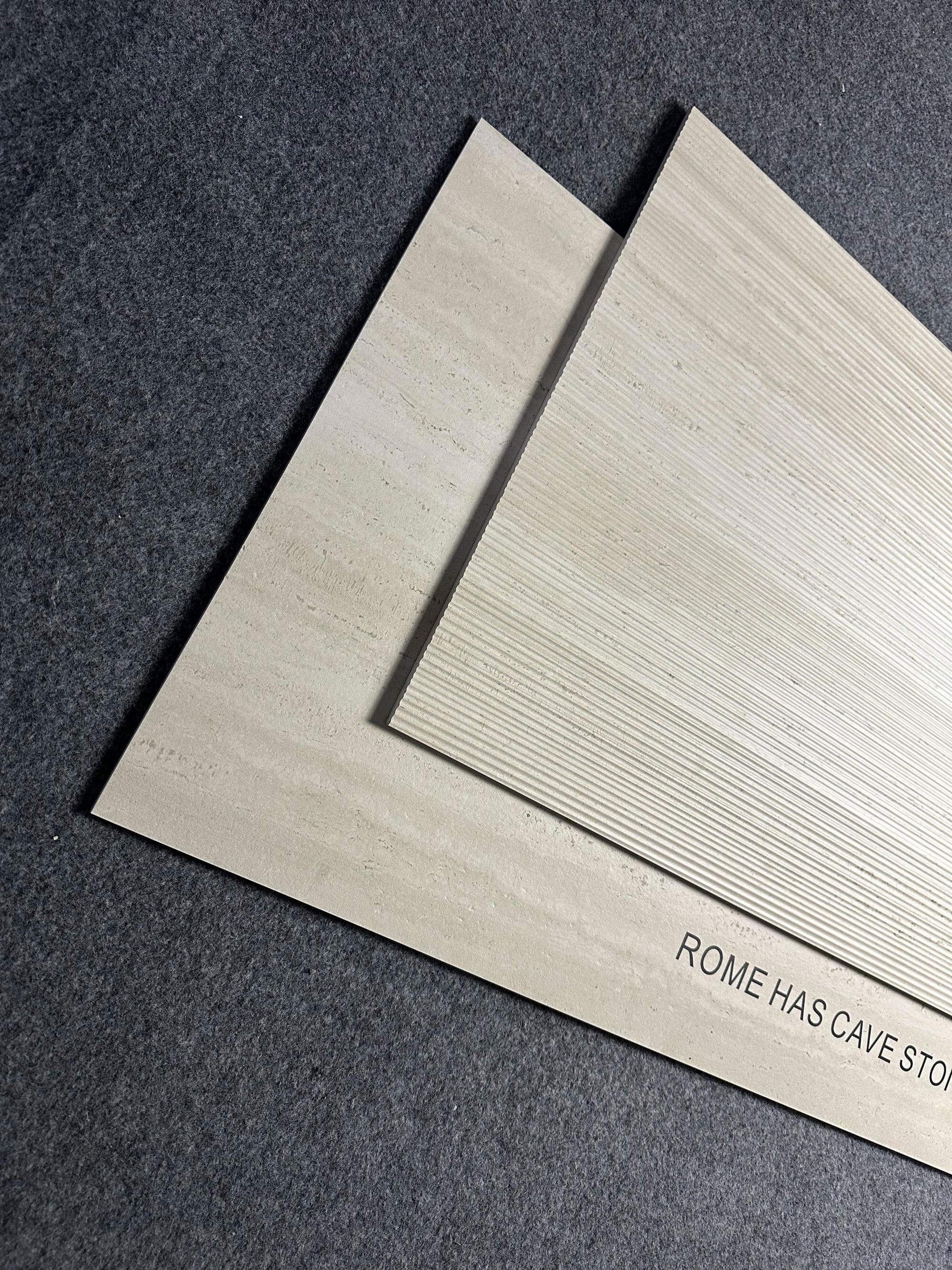 Gạch men sứ giả cổ trang trí đá Travertine La Mã màu vàng 600x1200mm bề mặt mờ - Daisan Mart