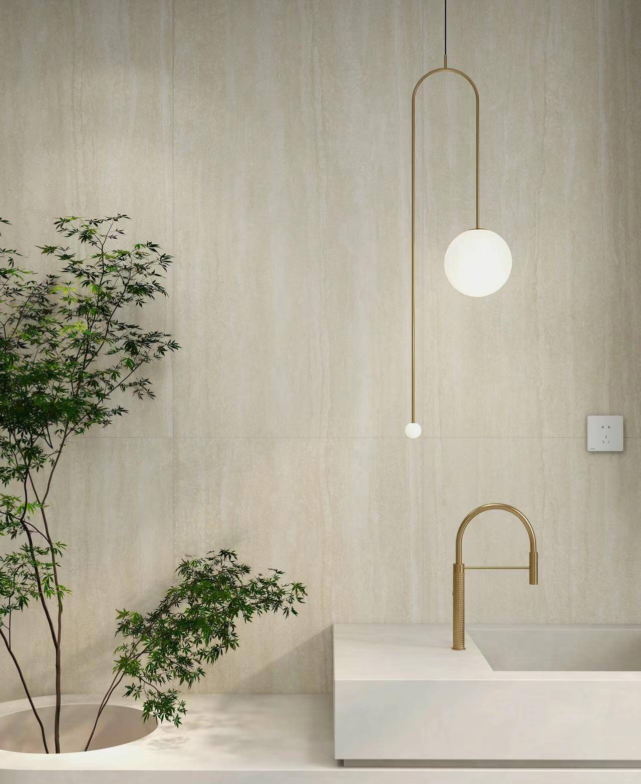 Gạch men sứ giả cổ trang trí đá Travertine La Mã màu vàng 600x1200mm bề mặt mờ - Daisan Mart