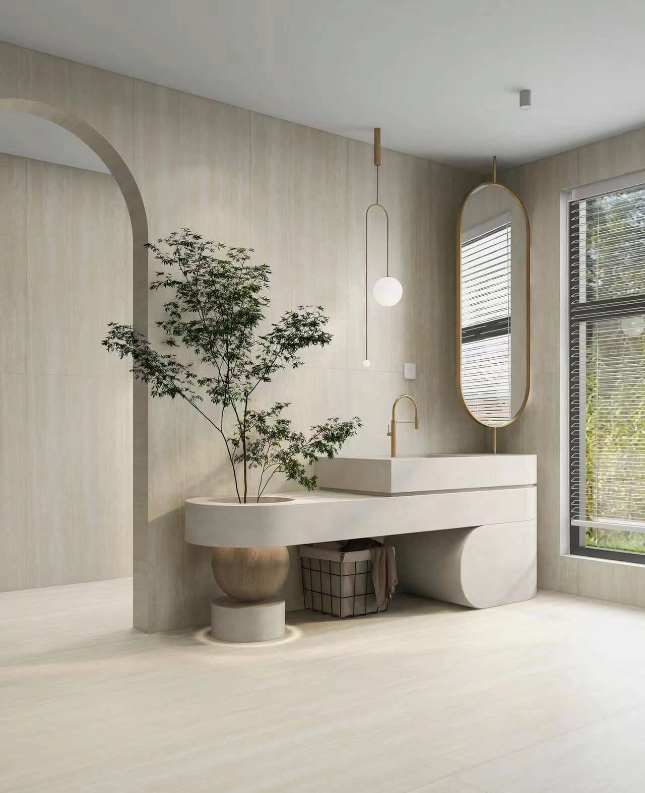 Gạch men sứ giả cổ trang trí đá Travertine La Mã màu vàng 600x1200mm bề mặt mờ - Daisan Mart