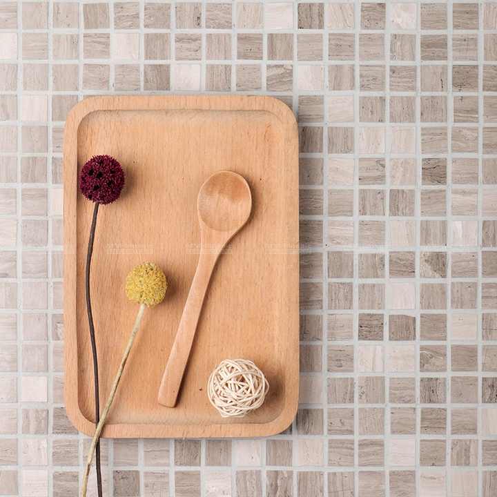 Gạch Mosaic đá cẩm thạch Emperador hình vuông đánh bóng 15x15mm, ốp tường và sàn phòng tắm khách sạn - Daisan Mart