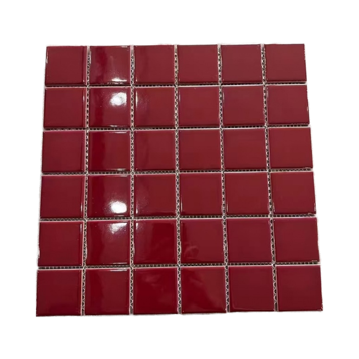 Gạch mosaic gốm Burgundy hiện đại 306x306mm kháng khuẩn 6mm dùng ốp tường nội thất phòng khách nhà bếp biệt thự bệnh viện - Daisan Mart