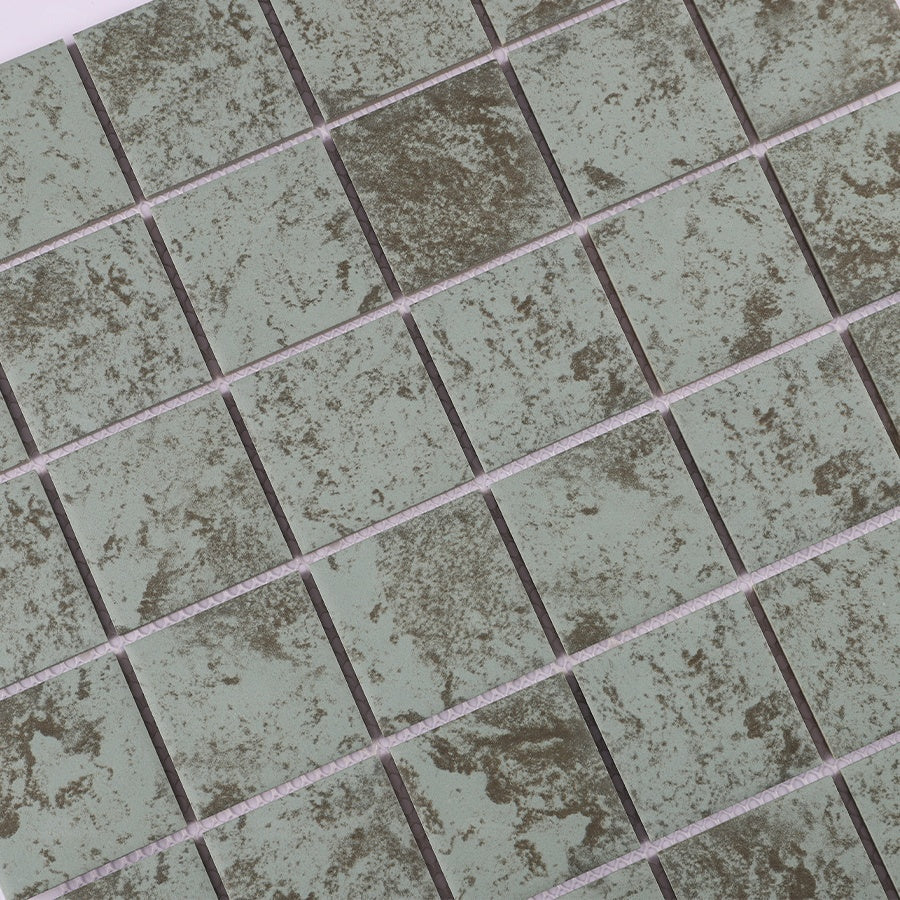 Gạch Mosaic Gốm Sứ Hình Vuông Bluwhale 48x48mm, Mặt Đá Marble Tự Nhiên, Màu Xanh Bali - Daisan Mart